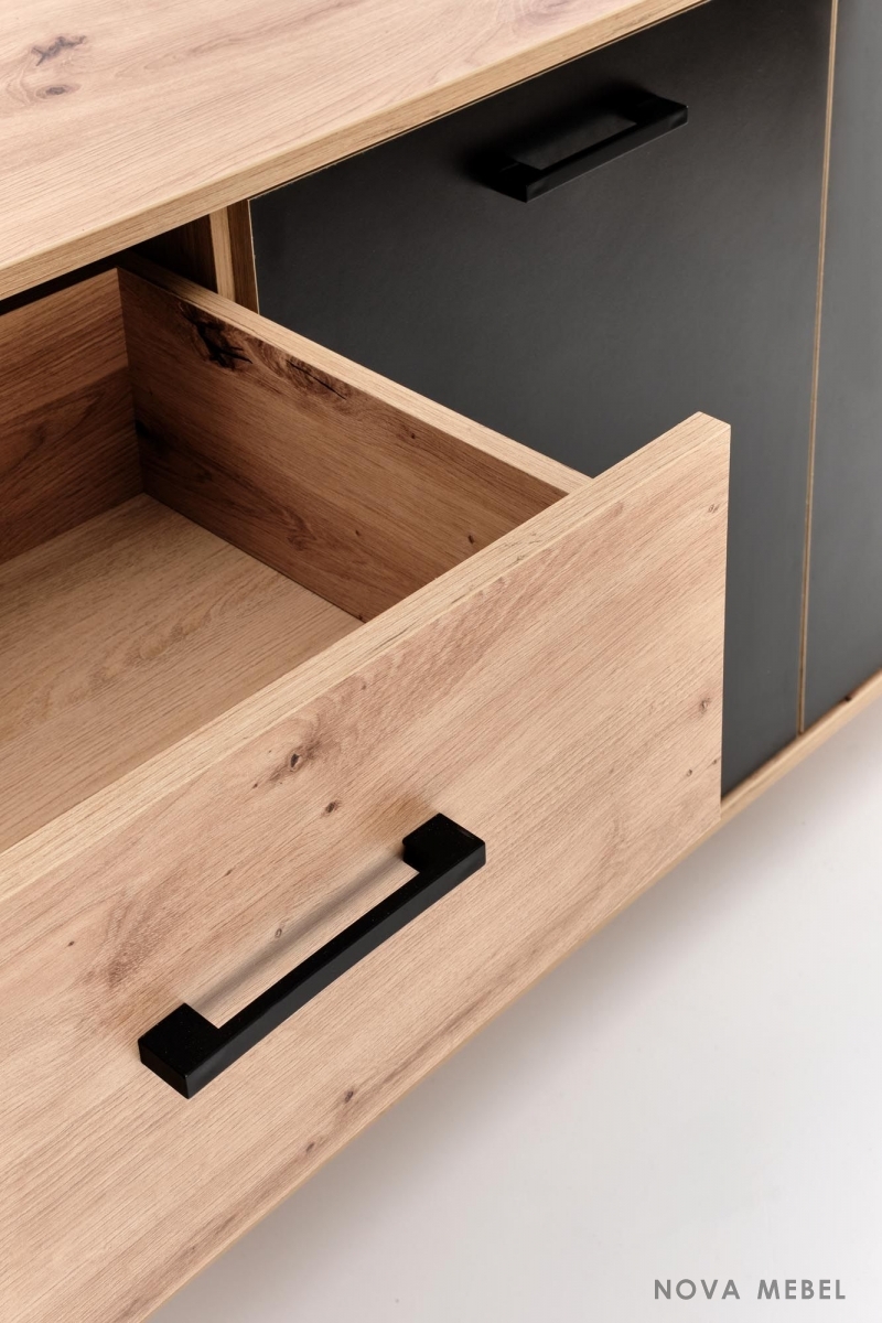 Комод RAVEN KM-1 HALMAR дуб артизан/черный Комод RAVEN KM-1 HALMAR дуб артизан/черный