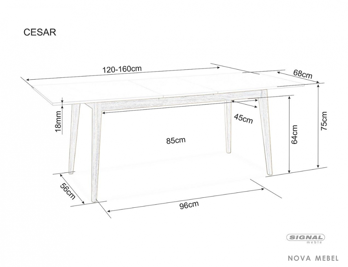 Стол обеденный Cesar 120x68 Signal Стол обеденный Cesar 120x68 Signal