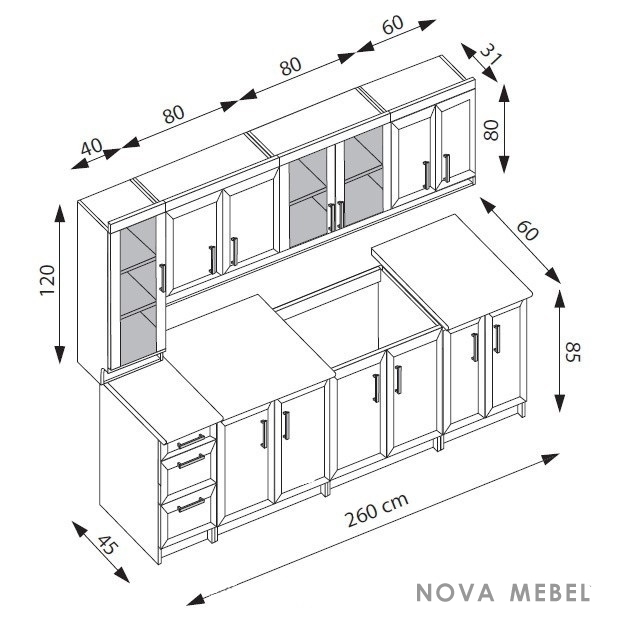 Кухня MARGARET 3 260 HALMAR орех Кухня MARGARET 3 260 HALMAR орех